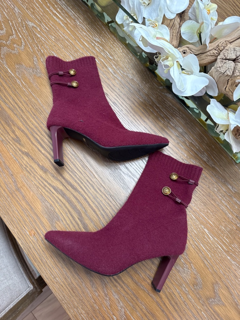 Cosy Island burgundy knit boots - 8.5